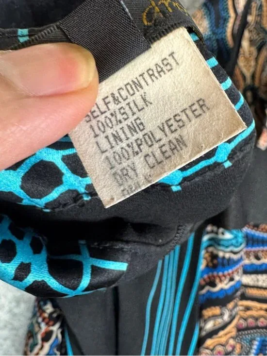 Y2K Vintage Silk Mini Dress Black Blue Paisley Halter Size P Boho Festival Chic - Picture 12 of 15